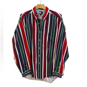 Vintage 90’s/Y2K Tommy Hilfiger Striped Long Sleeve Button Down Sz Large